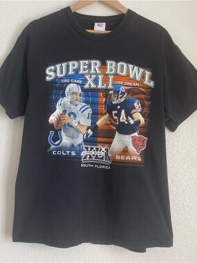 2007 Super Bowl XLI Colts vs Bears graphic t-shirt, black